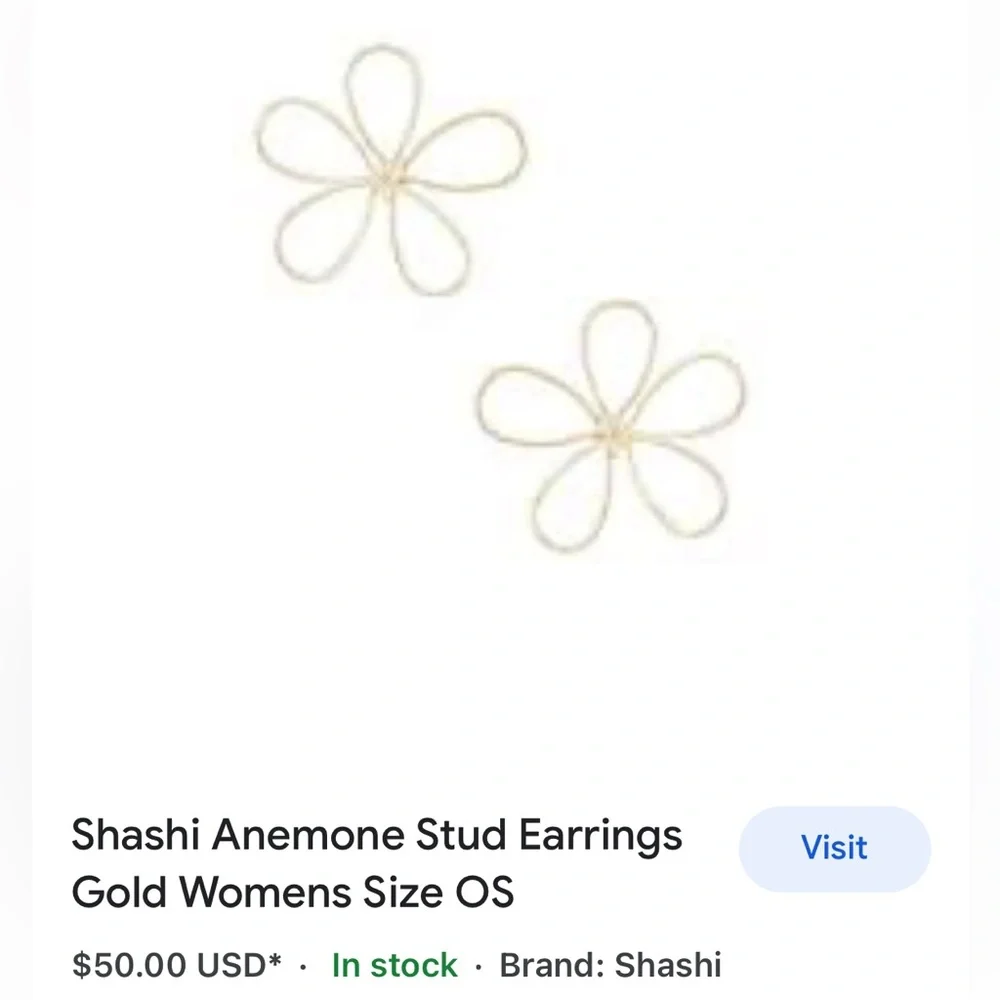 SHASHI Anemone Outline Goldplated Stud Earrings-NWOT - Picture 4 of 15